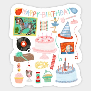 Vintage Birthday Party Sticker